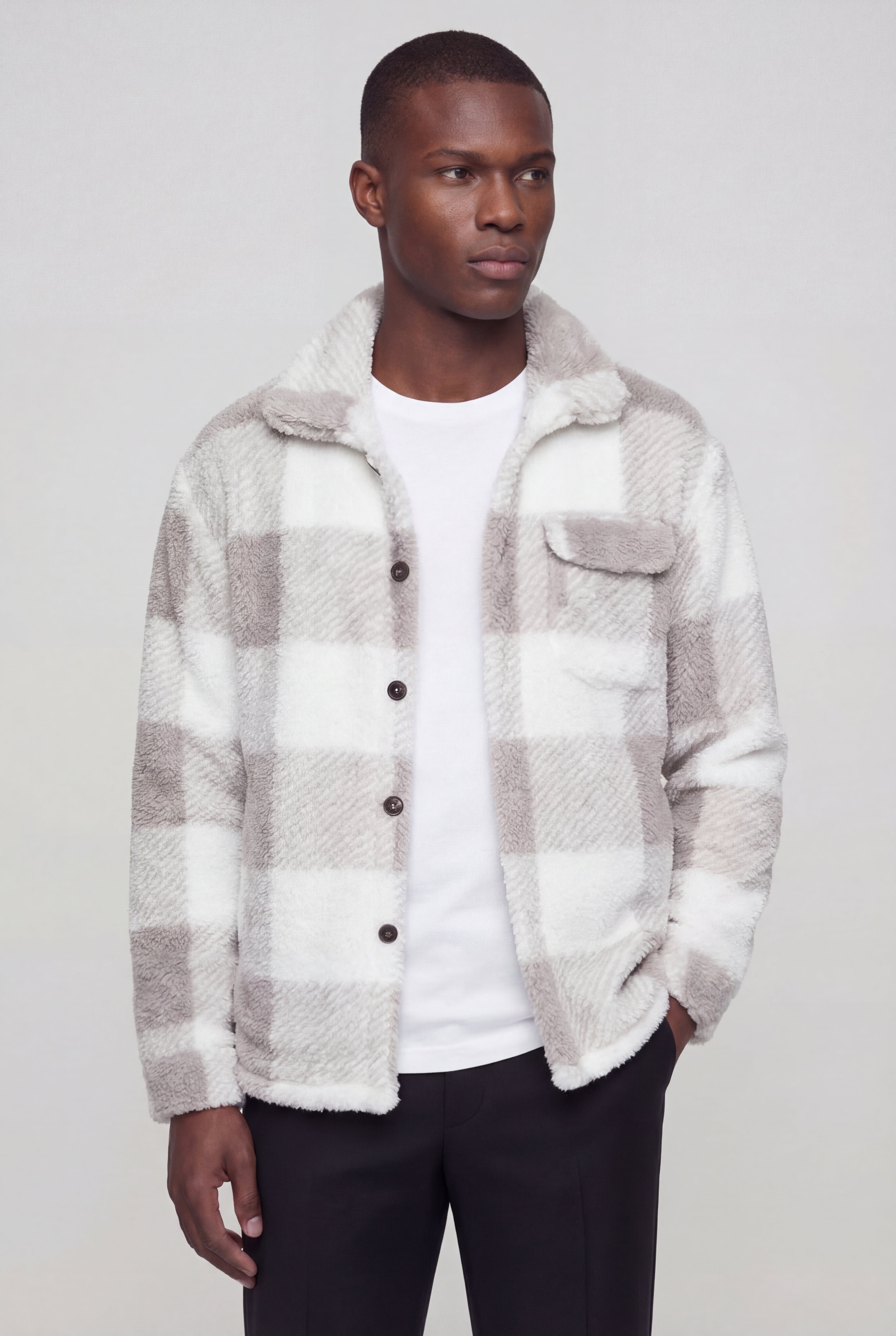 ZARETH PLAID JACKET - GRAY