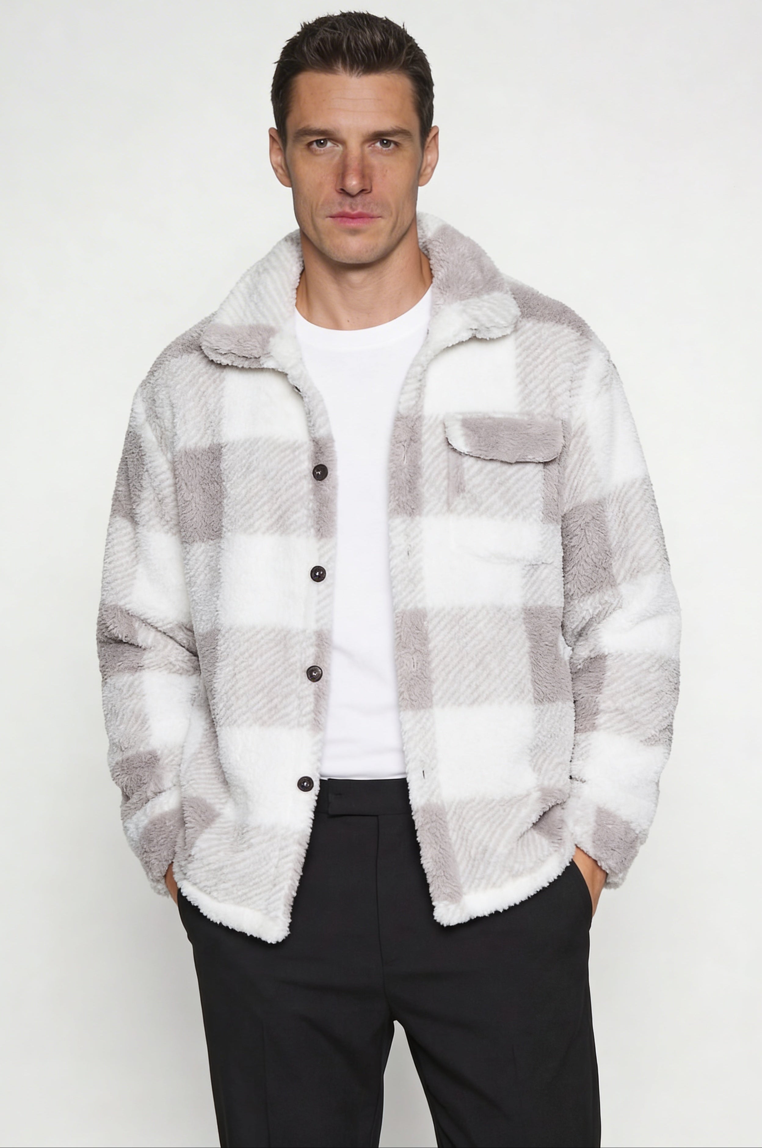 ZARETH PLAID JACKET - GRAY