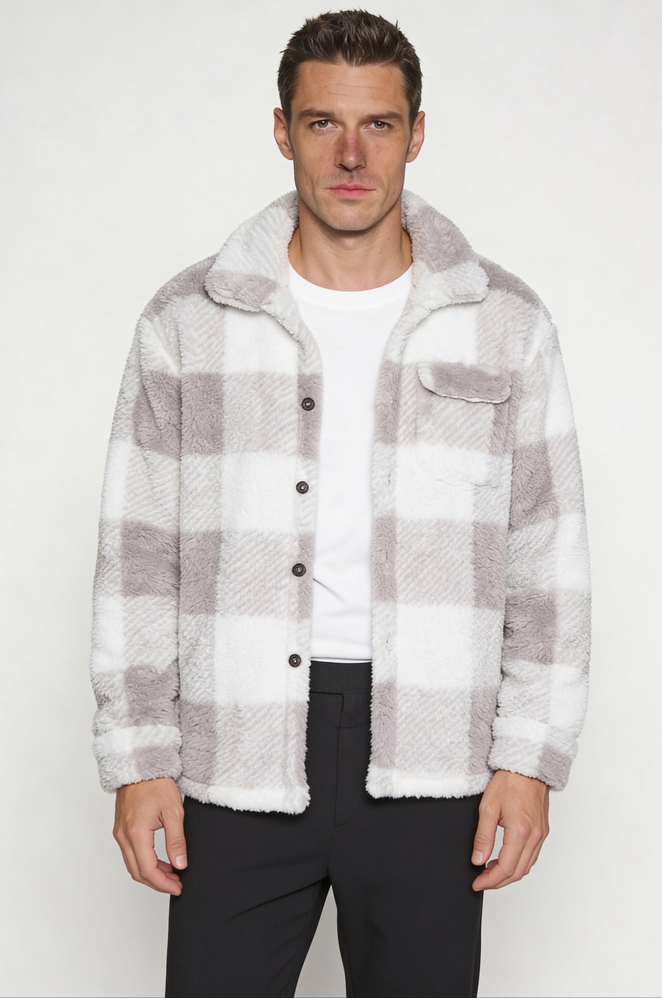 ZARETH PLAID JACKET - GRAY