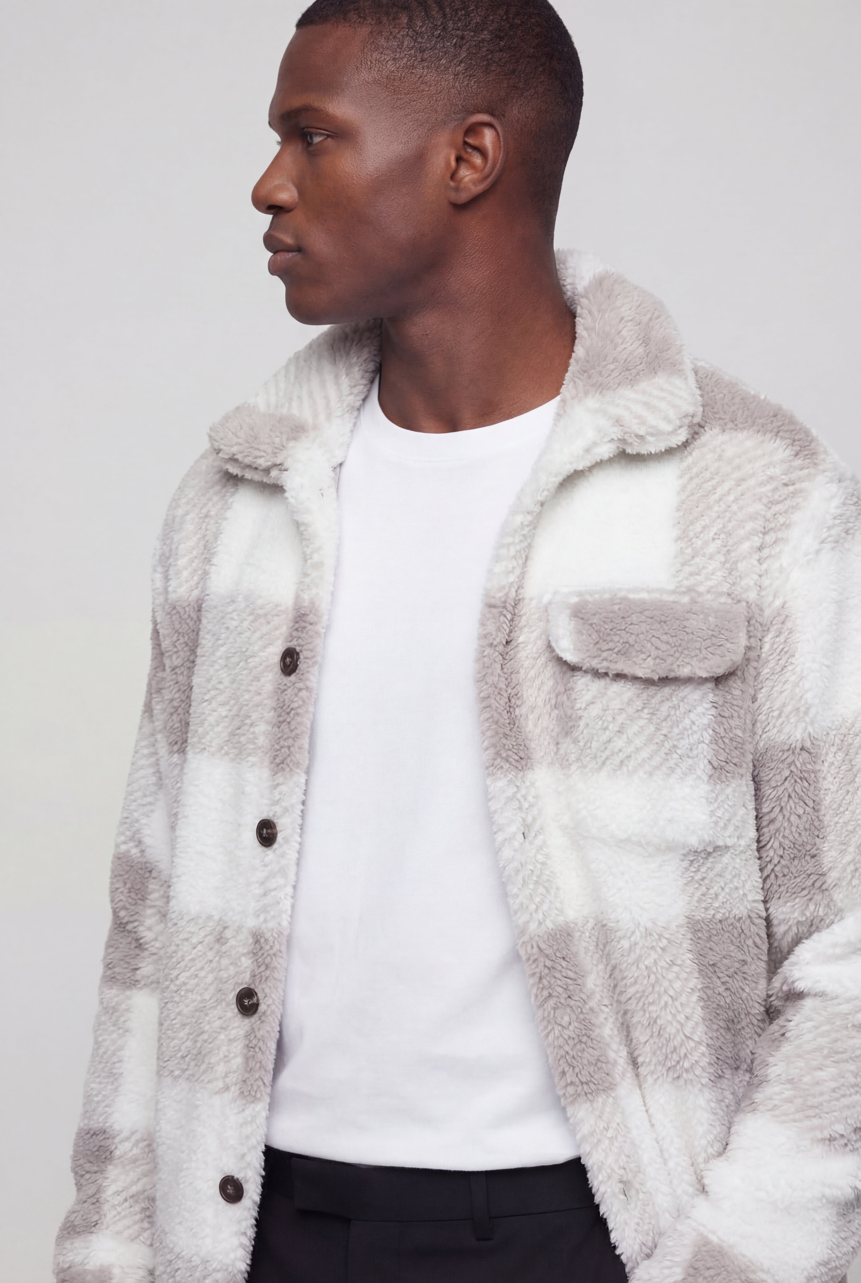 ZARETH PLAID JACKET - GRAY