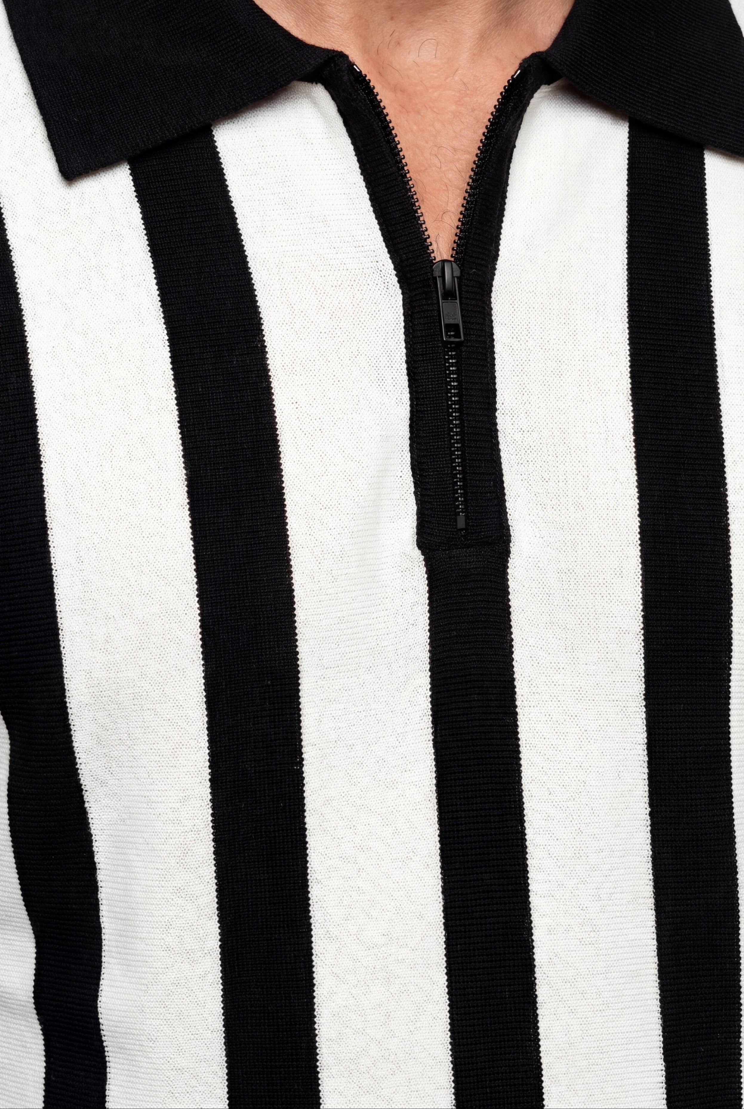 ZENOT O STRIPE POLO - BLACK