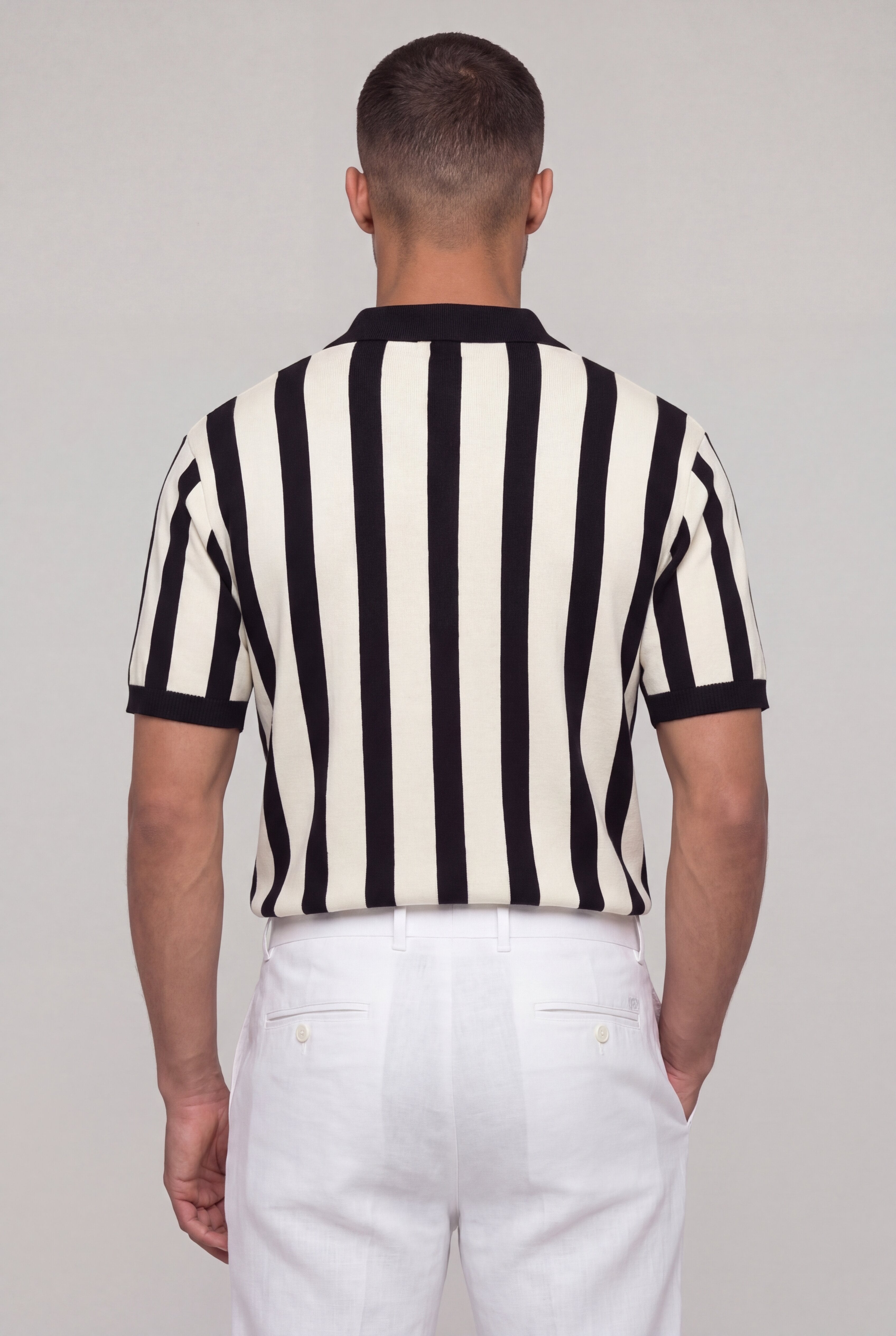 ZENOT O STRIPE POLO - BLACK