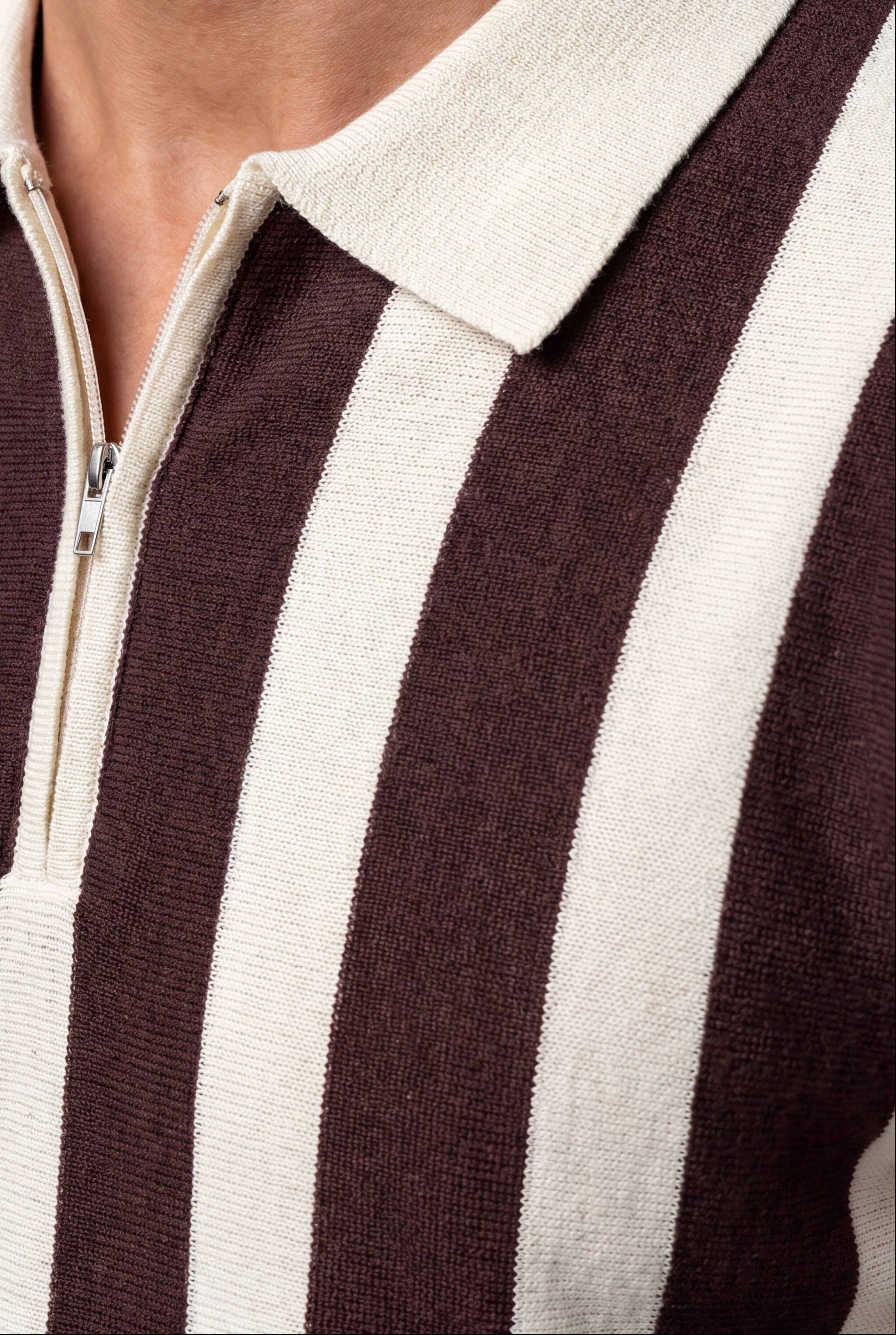 ZENOT O STRIPE POLO - KHAKI
