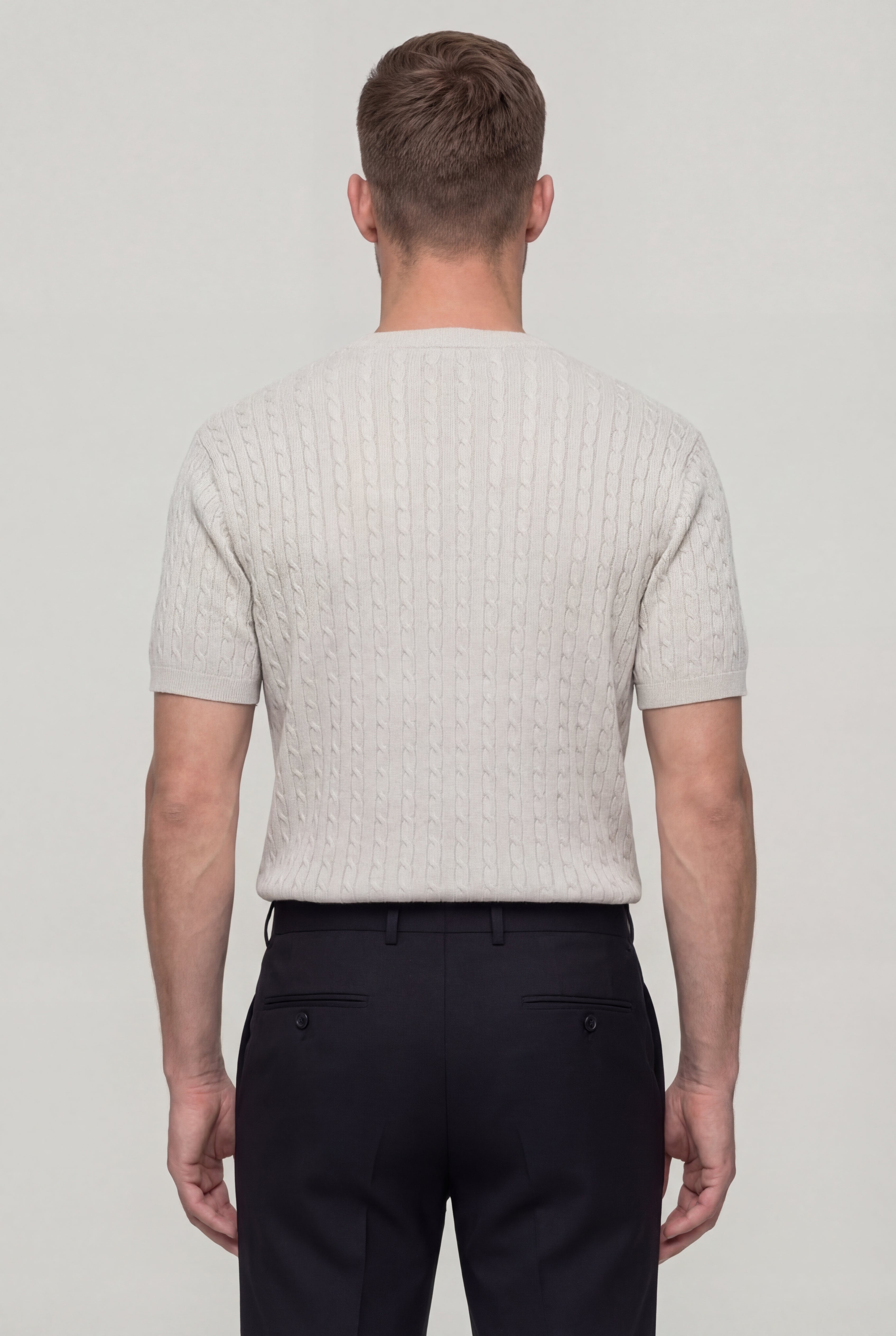 ZENTARO TEXTURED KNIT T-SHIRT - KHAKI