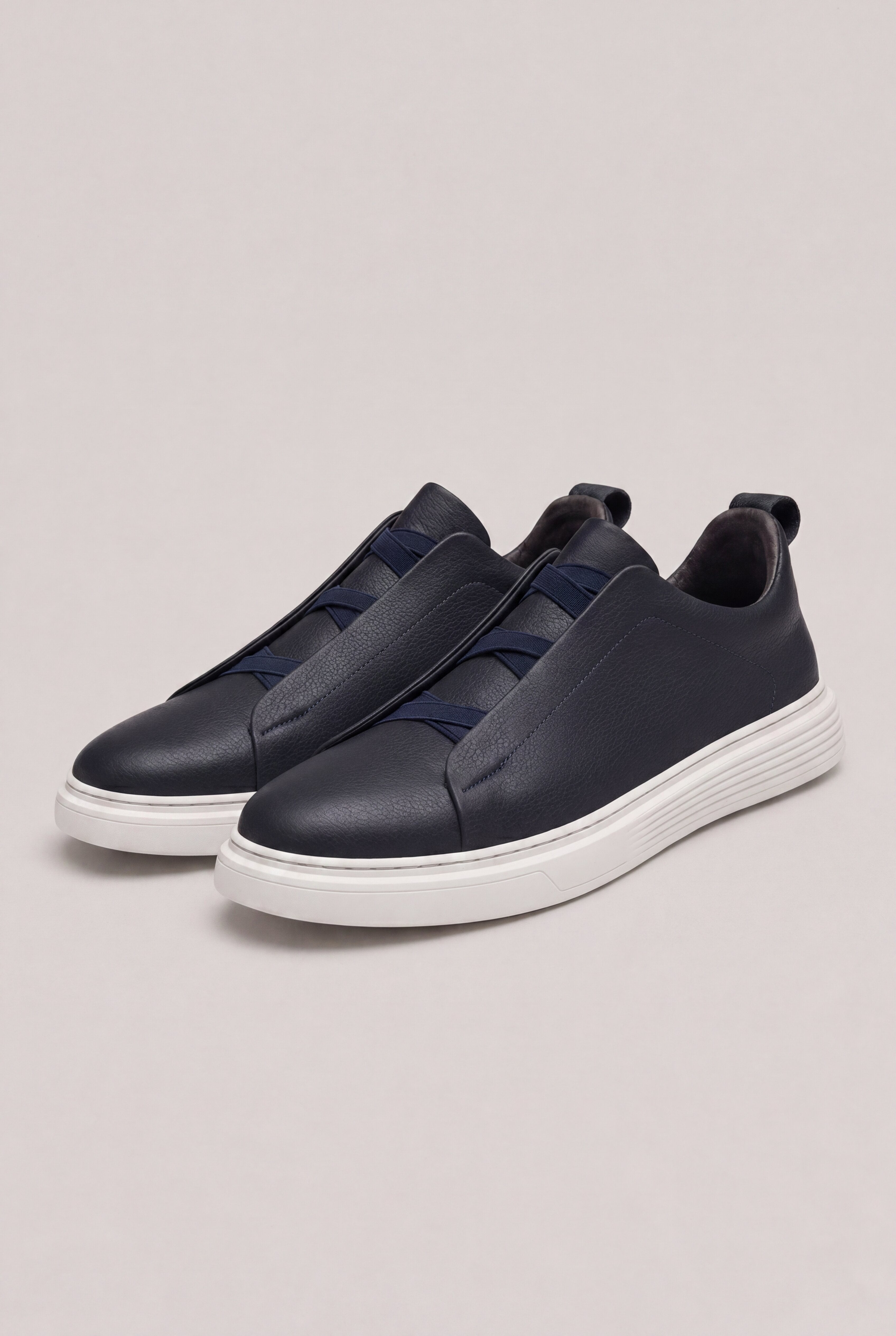 ZENTHROX LEATHER SNEAKERS – NAVY