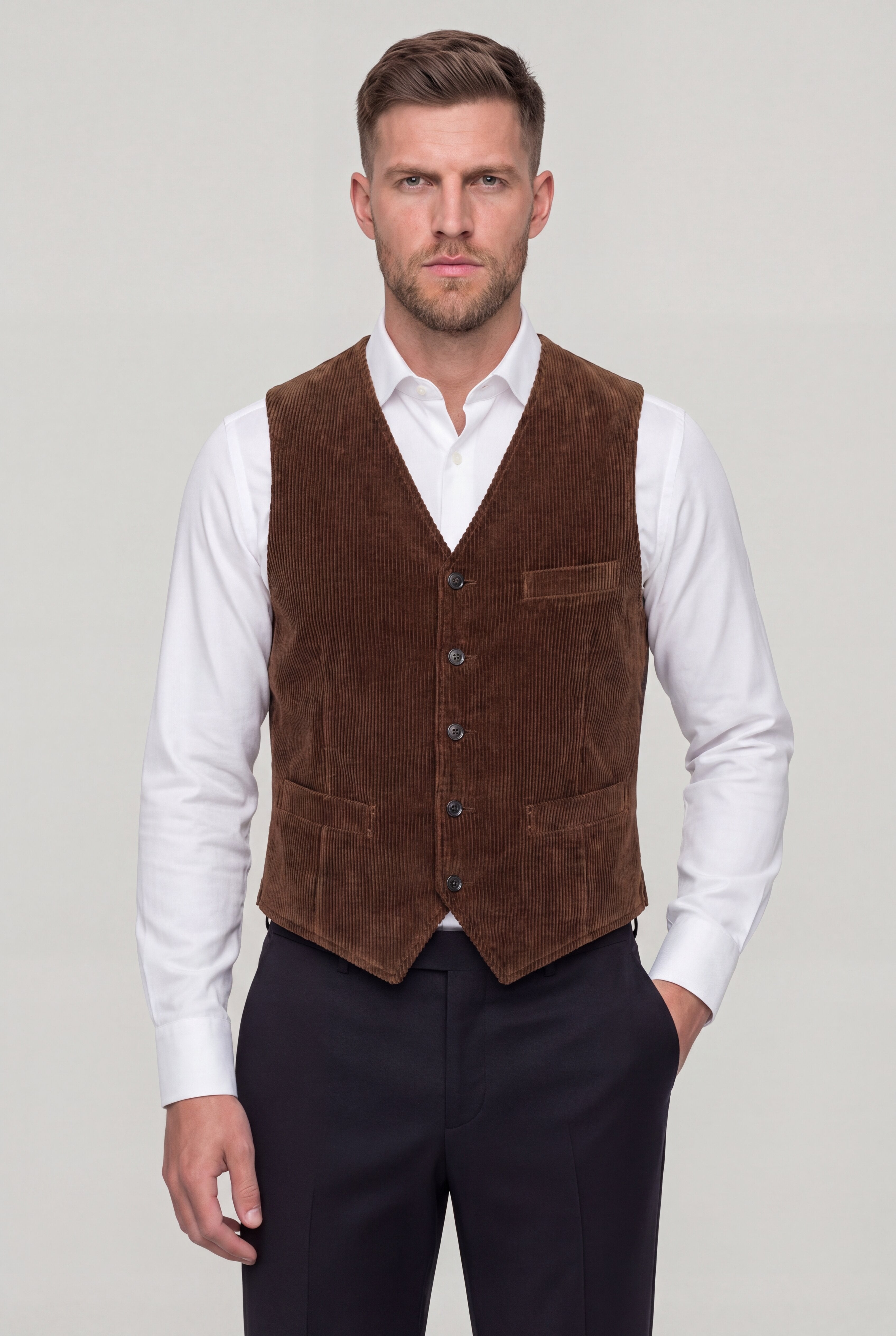 ZENTHRO CASUAL VEST - BROWN
