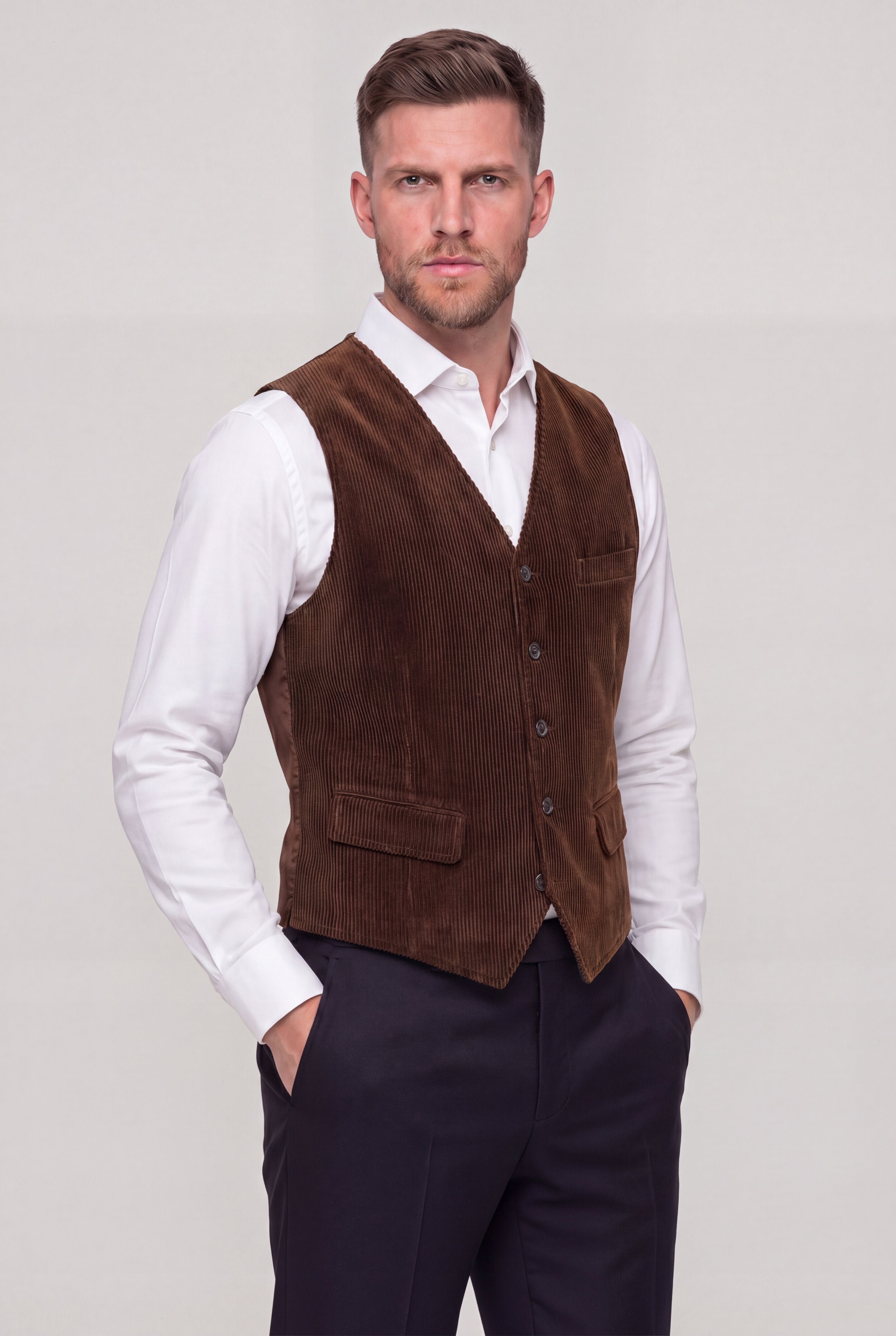 ZENTHRO CASUAL VEST - BROWN