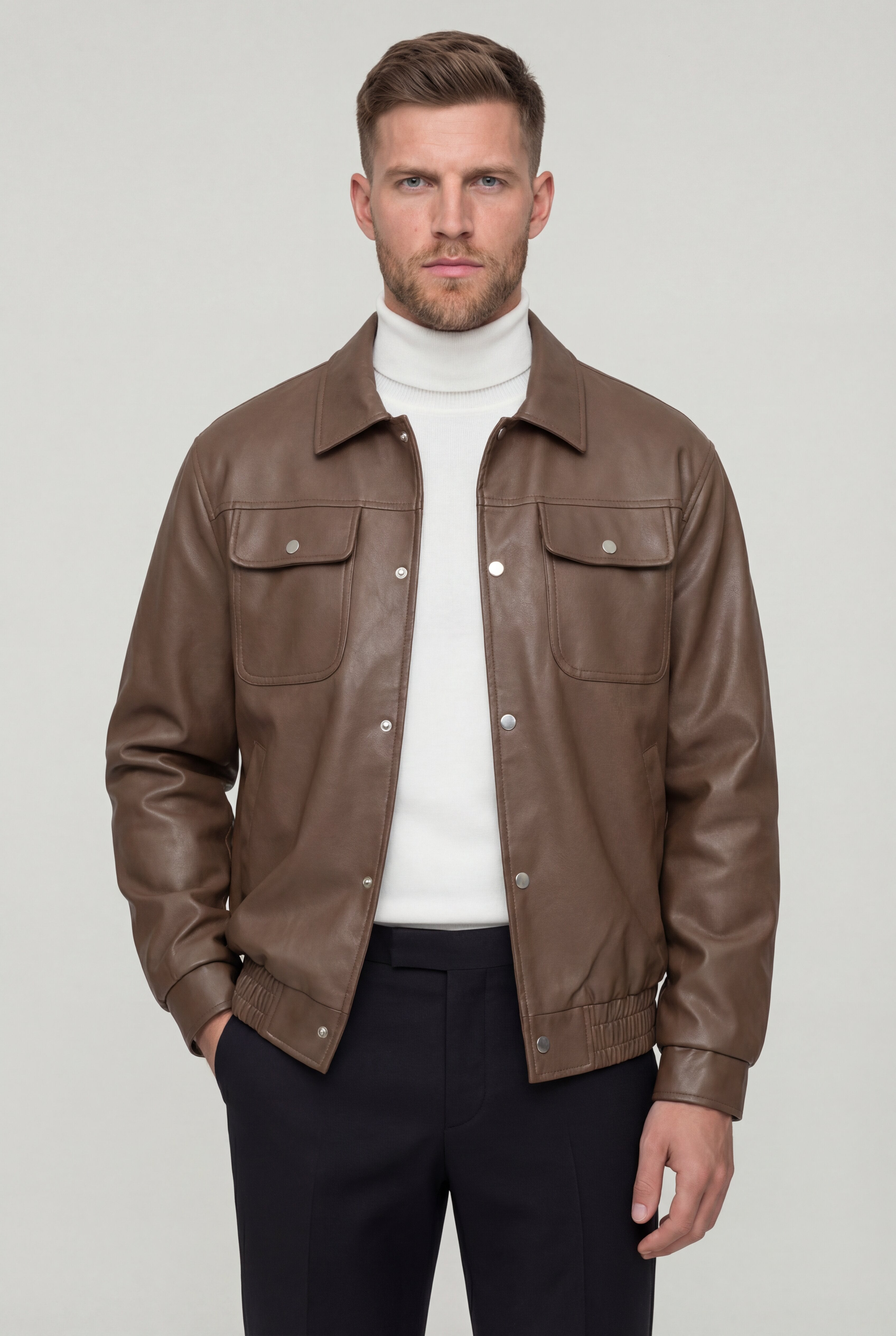 VARELON LEATHER JACKET – BROWN