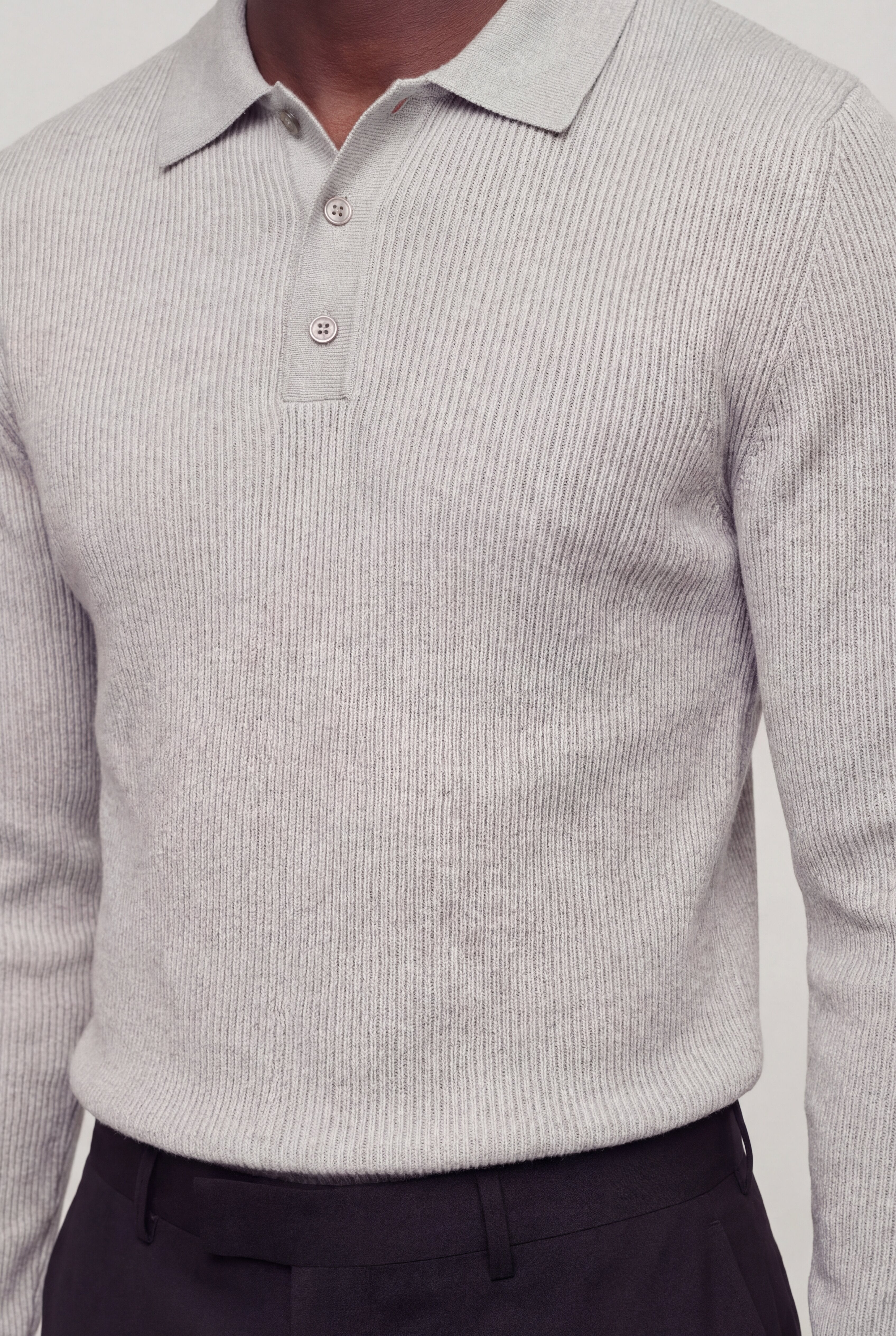 TORVAN KNIT POLO – GRAY