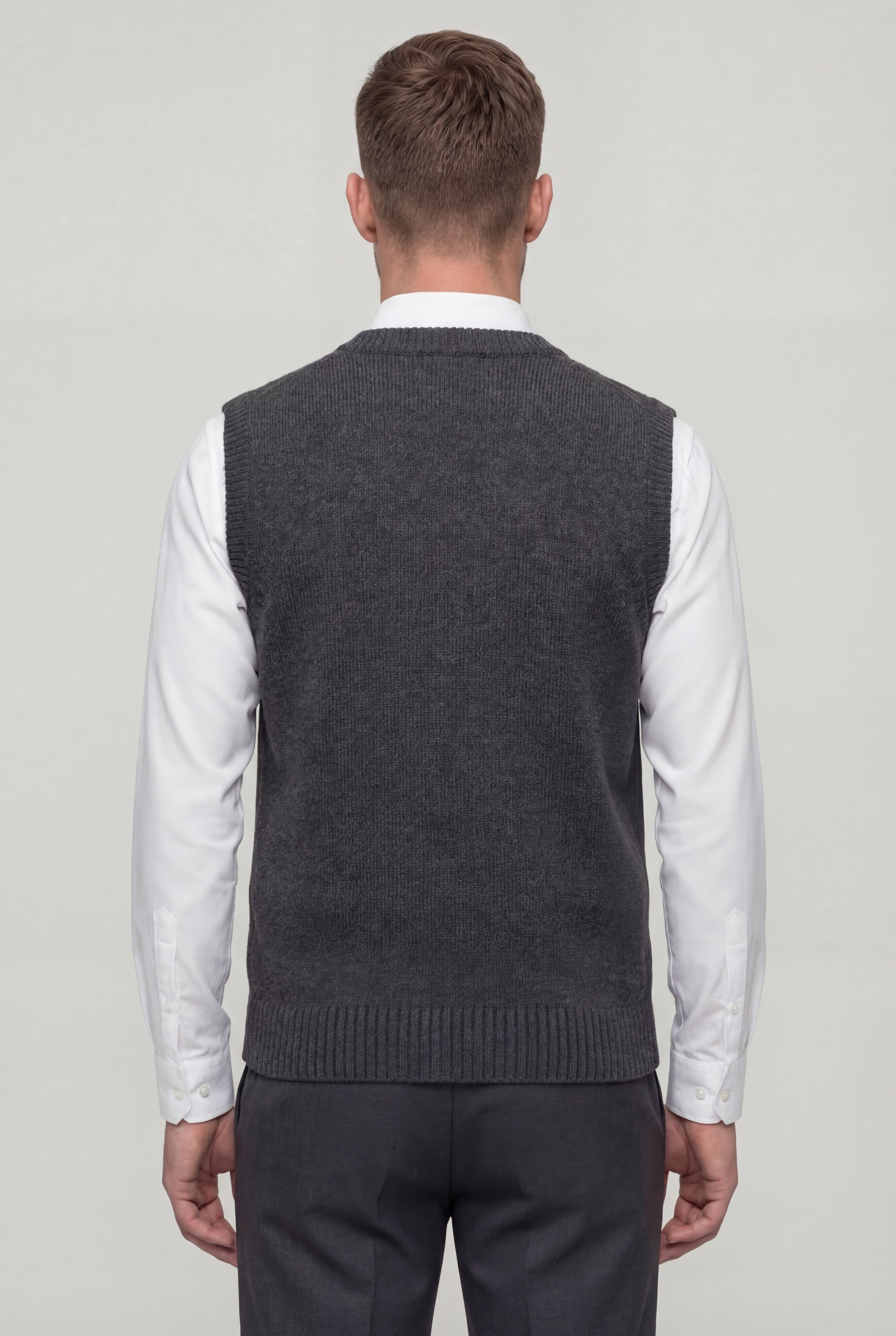 SOLVARO KNIT SWEATER VEST - GRAY
