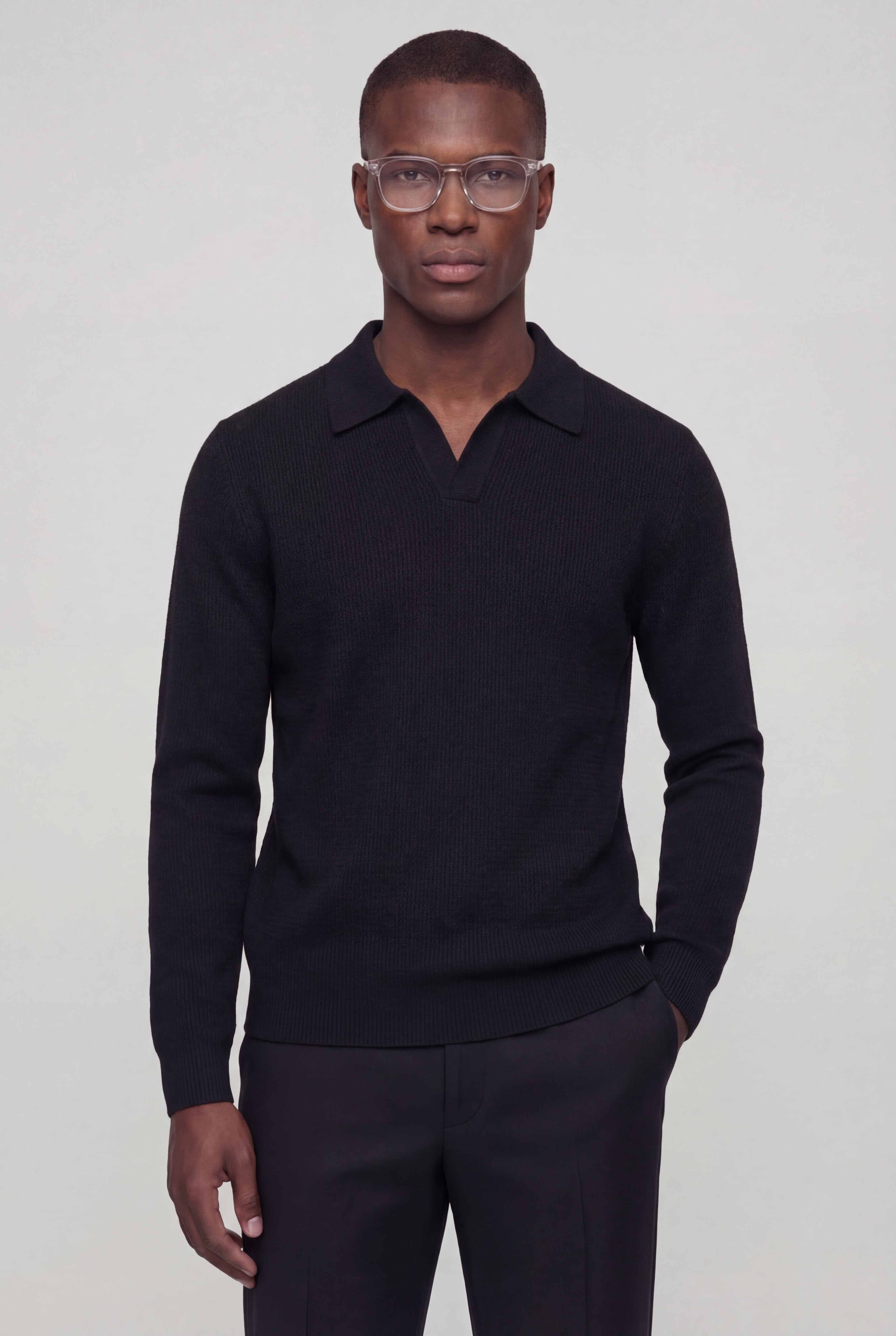 VELTRION KNIT COLLAR SWEATER – BLACK