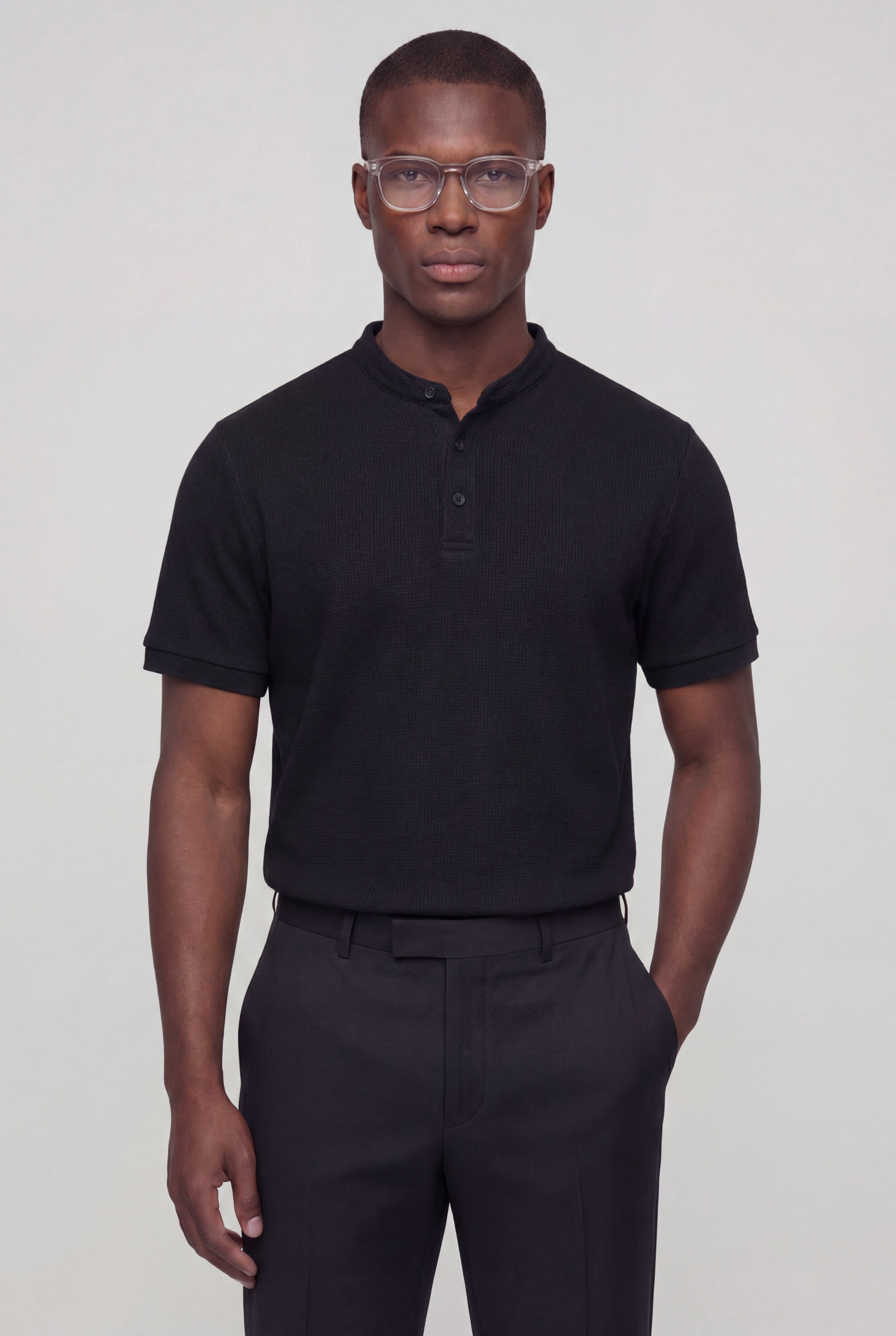 LOMZ HENLEY TEE – BLACK