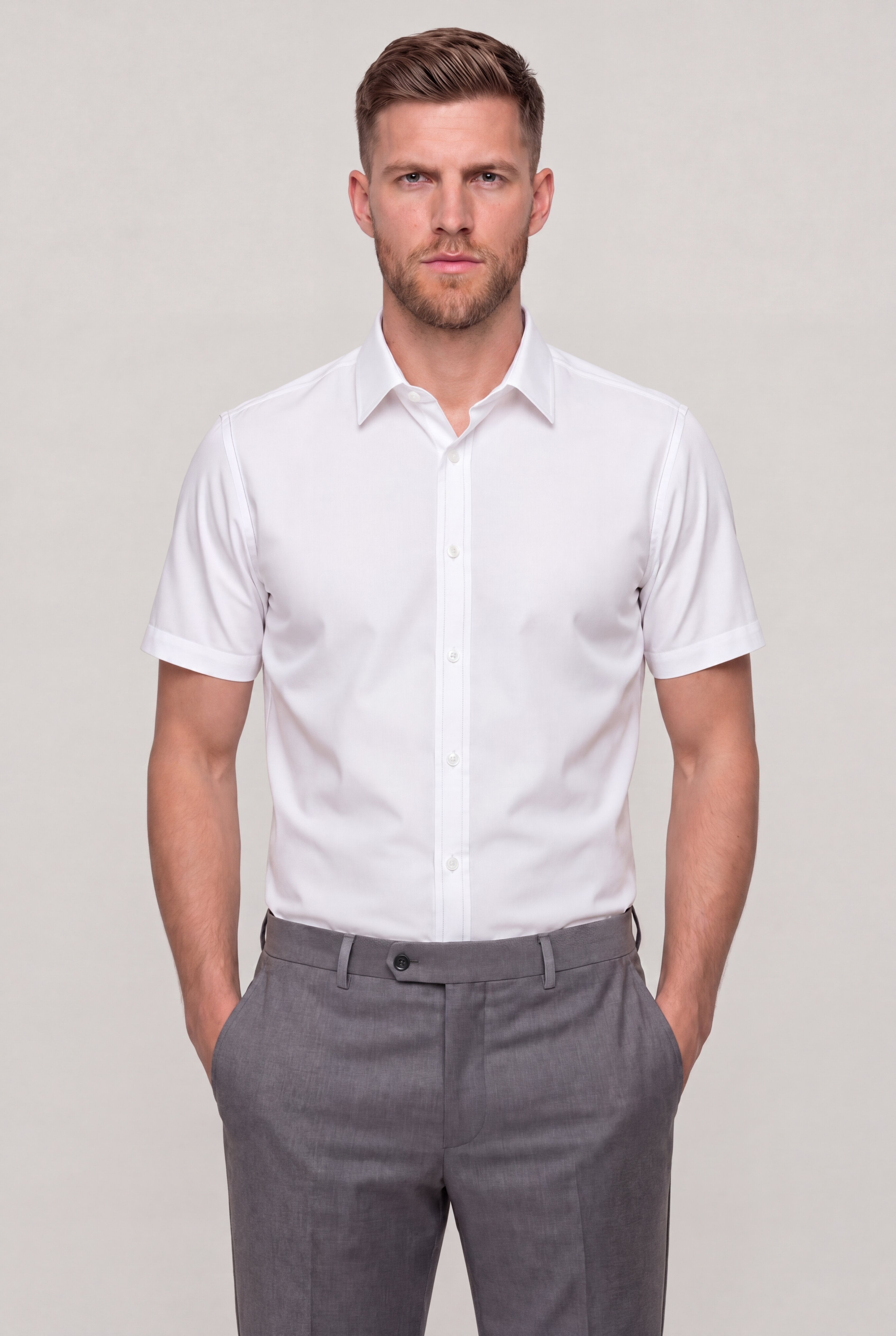 ELVARO ANTI-WRINKLE SHORT SLEEVE SHIRT – WHITE