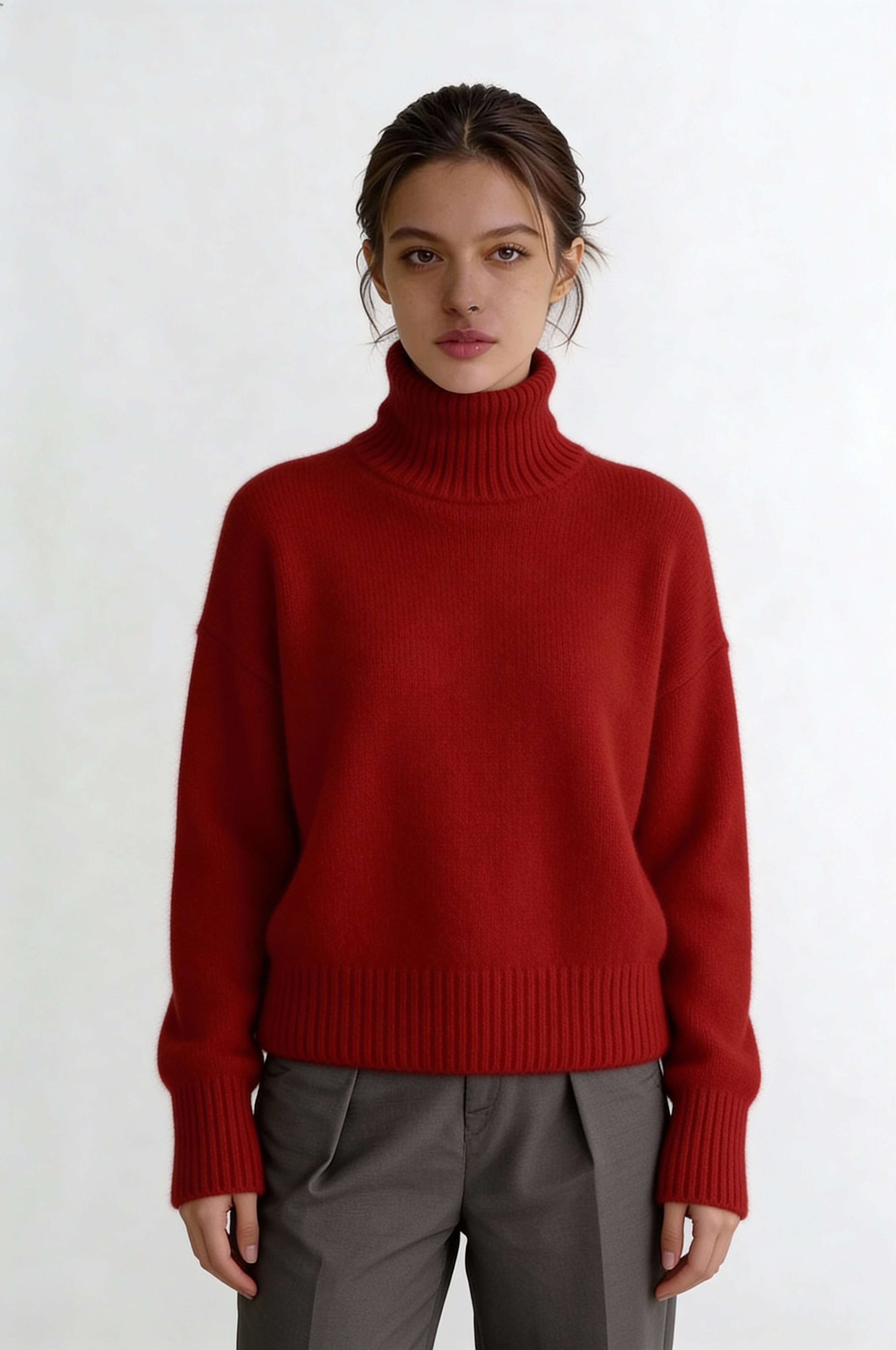 Lynford Oversized Turtleneck Sweater – Red