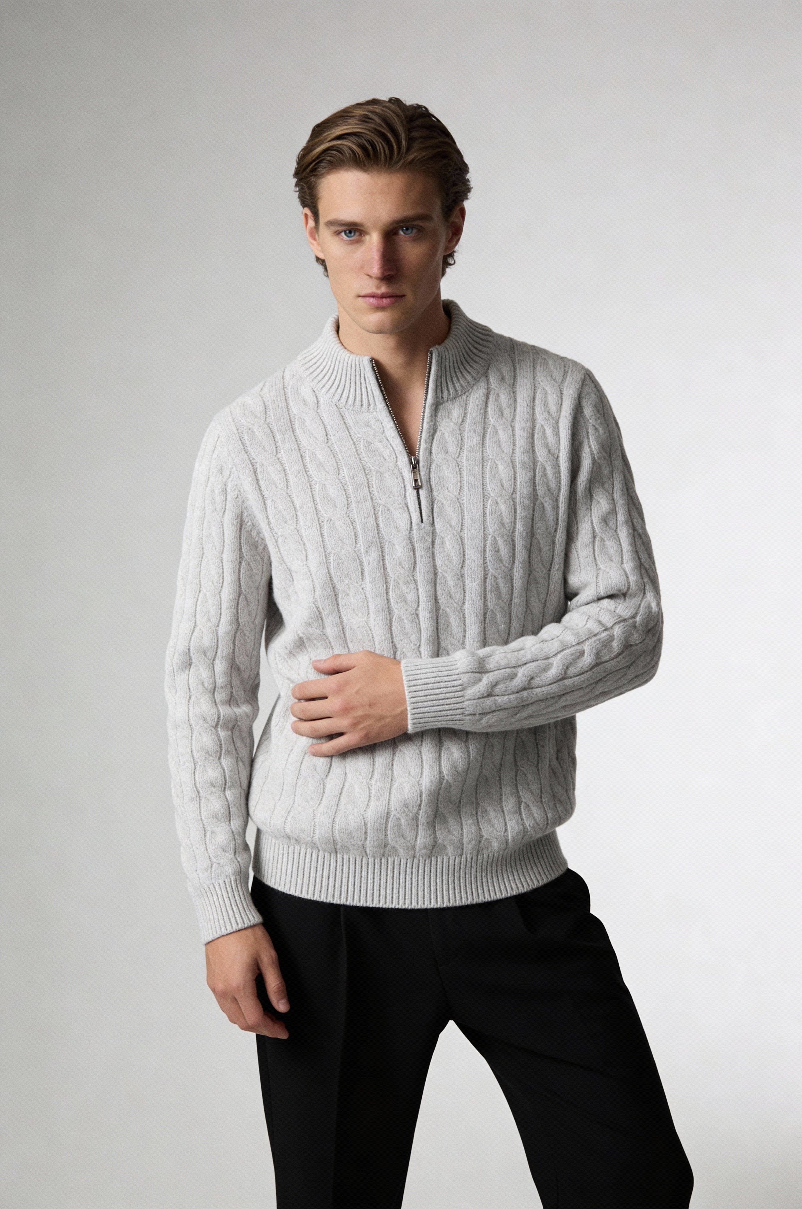 Easton Quarter-Zip Sweater – Gray