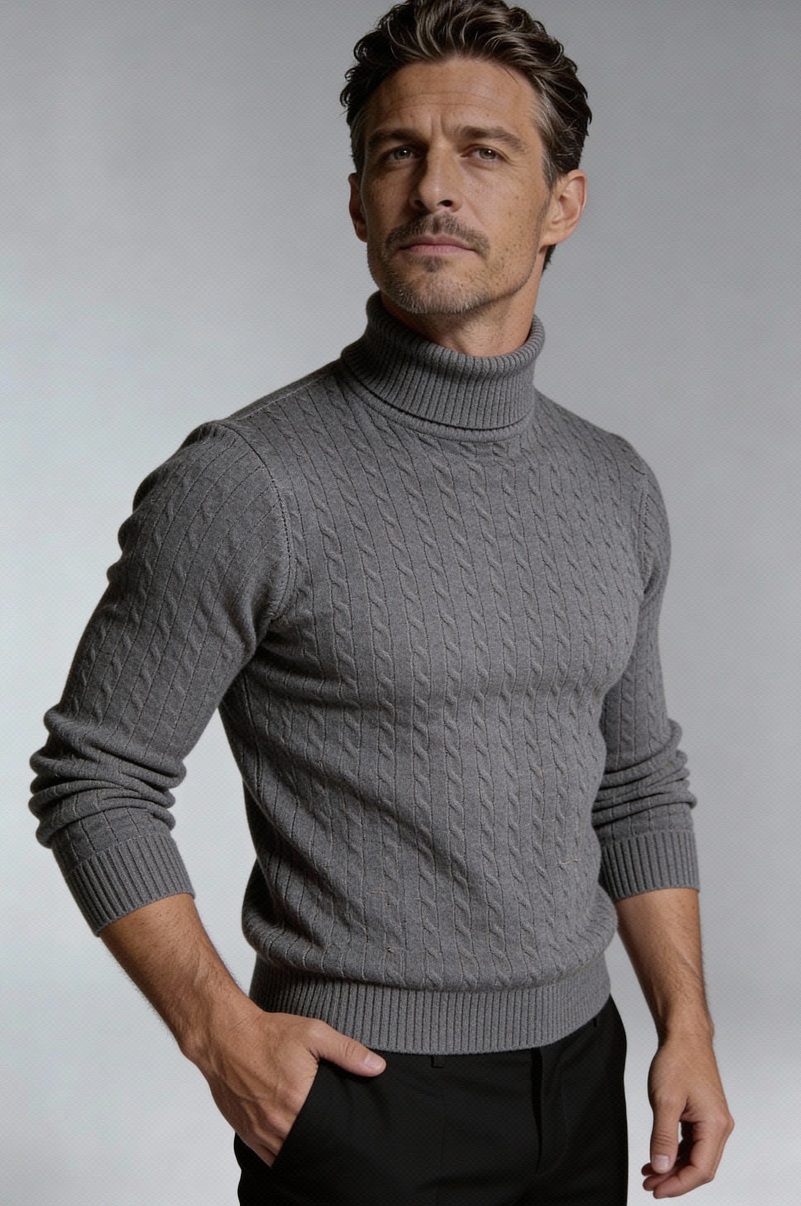 NORELLI CABLE TURTLENECK – GRAY
