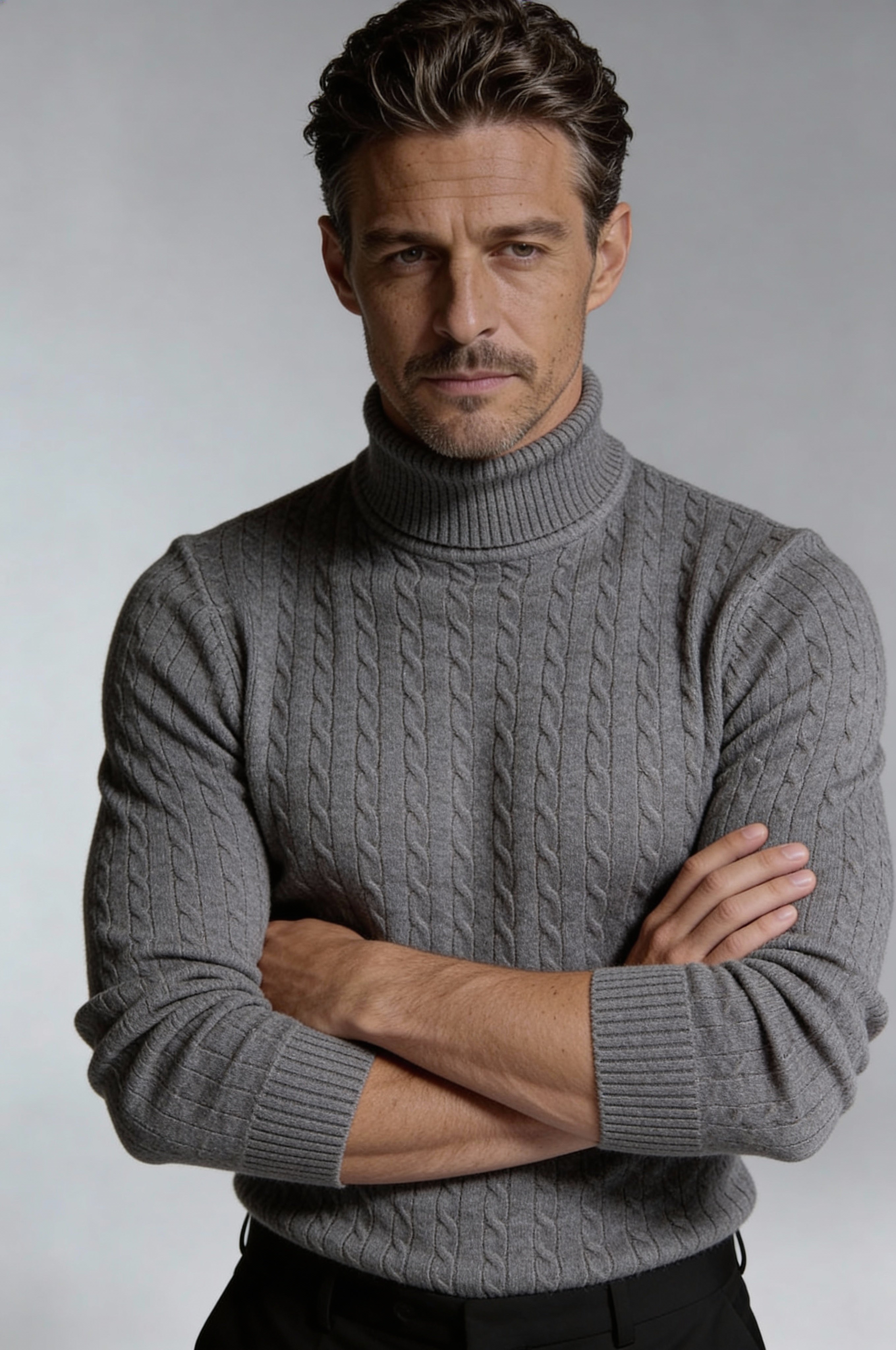 NORELLI CABLE TURTLENECK – GRAY